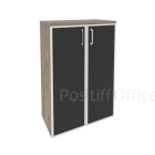Шкаф средний со стеклом лакобель в раме O.ST-2.4R white/black