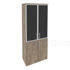 Шкаф высокий со стеклом лакобель в раме O.ST-1.2R white/black